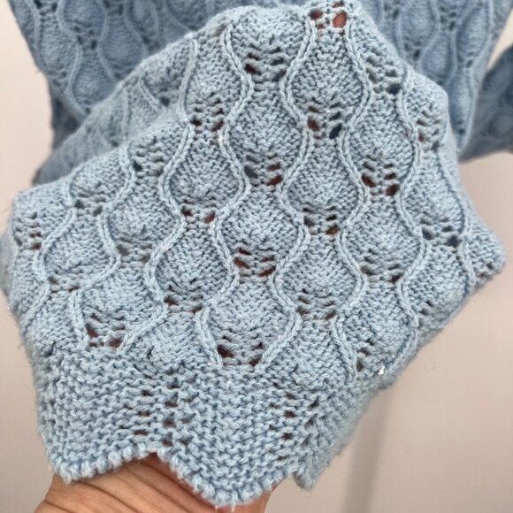 Vintage 70s Buck & Buck Candle Flame Lace Knit Cardigan Grandma L-XL - Picture 5 of 9